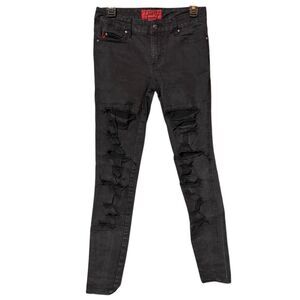 Tripp NYC Black Fishnet Ripped Skinny Low Rise Jeans Junior’s 3